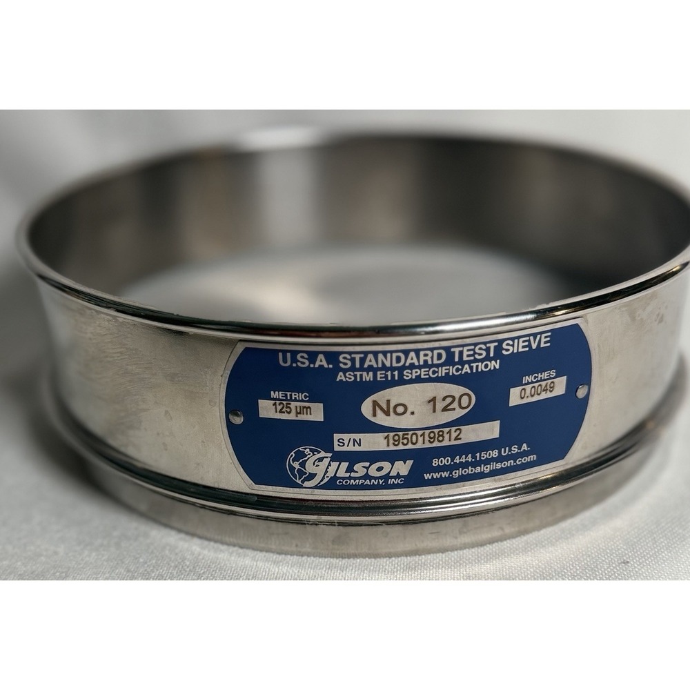 Gilson 8" Stainless Test Sieve No. 120 125µm ASTM E11 Lab Grade - MINT MESH COND - Picture 3 of 7